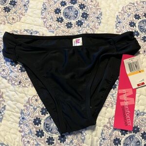 Maidenform Beach Hipster Swim Bottoms SM Black Bikini Gather Sides inserts NWT